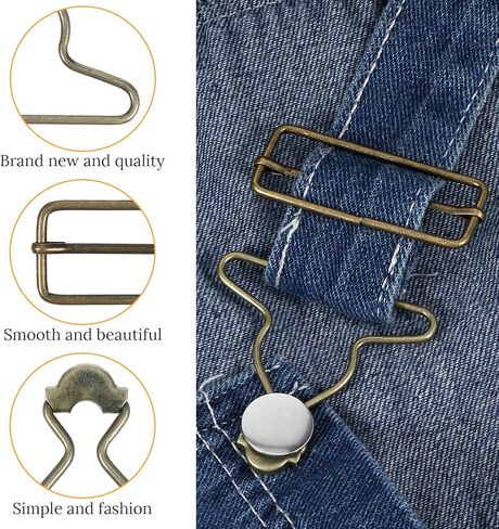 6pcs Bronze Overall Buckles Replacement Kit, Metal Buckle Clasp with Adjustable Slide Buckles for Jeans Suspender, Bib Pants, DIY Sewing Accessories in Kuwait