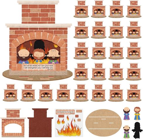 Gilprop 24 Sets 3D Fiery Furnace Craft Kits VBS Vacation Bible Felt Sets Christian Jesus Party Decorations DIY Religious Jesus House Tabletop Display for Religious Christian Sunday DIY Craft Gift in Kuwait