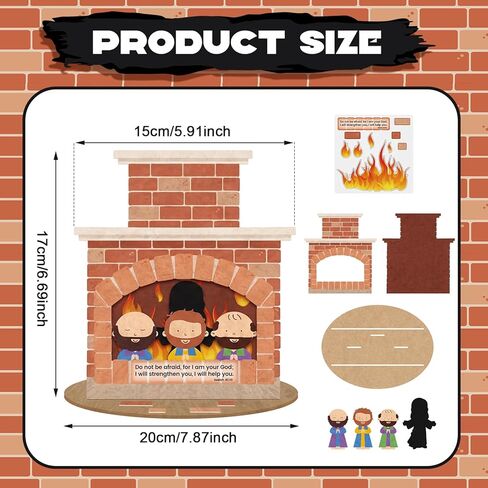 Gilprop 24 Sets 3D Fiery Furnace Craft Kits VBS Vacation Bible Felt Sets Christian Jesus Party Decorations DIY Religious Jesus House Tabletop Display for Religious Christian Sunday DIY Craft Gift in Kuwait