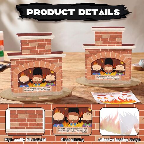 Gilprop 24 Sets 3D Fiery Furnace Craft Kits VBS Vacation Bible Felt Sets Christian Jesus Party Decorations DIY Religious Jesus House Tabletop Display for Religious Christian Sunday DIY Craft Gift in Kuwait