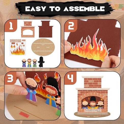 Gilprop 24 Sets 3D Fiery Furnace Craft Kits VBS Vacation Bible Felt Sets Christian Jesus Party Decorations DIY Religious Jesus House Tabletop Display for Religious Christian Sunday DIY Craft Gift in Kuwait