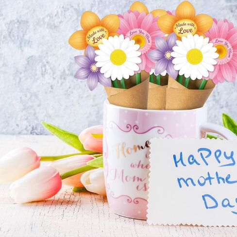 BDDYYI 28 Set Mother's Day Flower Bouquet DIY Kit Floral Paper Craft for Teacher Appreciation & Home Decor Thankful Gift for Mom Graduation Mother’s Day Gift Set Mothers Day Home Activitie in Saudi Arabia