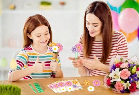 BDDYYI 28 Set Mother's Day Flower Bouquet DIY Kit Floral Paper Craft for Teacher Appreciation & Home Decor Thankful Gift for Mom Graduation Mother’s Day Gift Set Mothers Day Home Activitie in Saudi Arabia