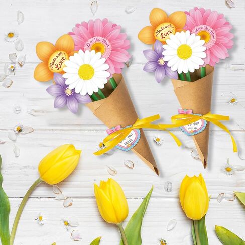 BDDYYI 28 Set Mother's Day Flower Bouquet DIY Kit Floral Paper Craft for Teacher Appreciation & Home Decor Thankful Gift for Mom Graduation Mother’s Day Gift Set Mothers Day Home Activitie in Saudi Arabia