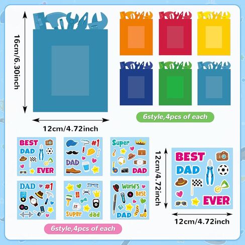 24 Packs Fathers Day Craft Kits Father's Picture Frame Tool Shape with Sticker DIY Handmade Art Crafts Make Your Own Dad Gift for Home Art Activities Party Favor Supplies Classroom Game Activities in Kuwait
