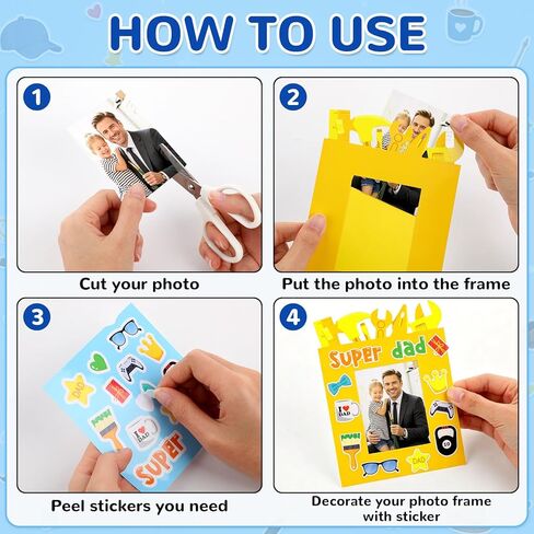 24 Packs Fathers Day Craft Kits Father's Picture Frame Tool Shape with Sticker DIY Handmade Art Crafts Make Your Own Dad Gift for Home Art Activities Party Favor Supplies Classroom Game Activities in Kuwait