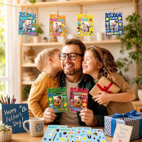 24 Packs Fathers Day Craft Kits Father's Picture Frame Tool Shape with Sticker DIY Handmade Art Crafts Make Your Own Dad Gift for Home Art Activities Party Favor Supplies Classroom Game Activities in Kuwait