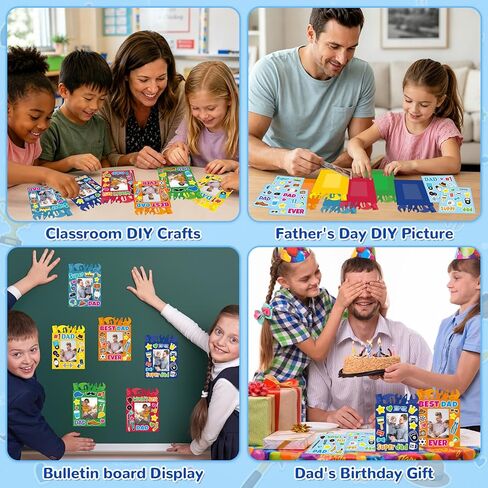 24 Packs Fathers Day Craft Kits Father's Picture Frame Tool Shape with Sticker DIY Handmade Art Crafts Make Your Own Dad Gift for Home Art Activities Party Favor Supplies Classroom Game Activities in Kuwait