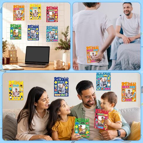 24 Packs Fathers Day Craft Kits Father's Picture Frame Tool Shape with Sticker DIY Handmade Art Crafts Make Your Own Dad Gift for Home Art Activities Party Favor Supplies Classroom Game Activities in Kuwait