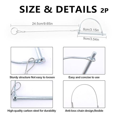 2Pack Locking Pins,Trailer Pin with Anti-Lost Rope Ring,Hitch Locking Pin,Locking Hitch Pin Trailer Coupler Pins,Professional Trailer Coupler Pins for Farm Lawn Garden Wagons Towing in Saudi Arabia
