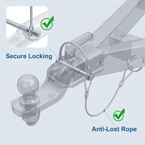 2Pack Locking Pins,Trailer Pin with Anti-Lost Rope Ring,Hitch Locking Pin,Locking Hitch Pin Trailer Coupler Pins,Professional Trailer Coupler Pins for Farm Lawn Garden Wagons Towing in Saudi Arabia