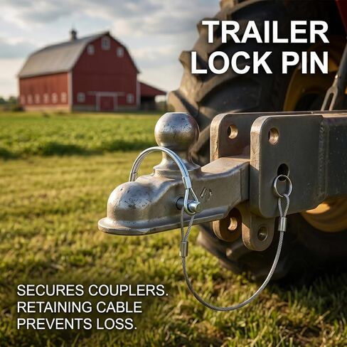 2Pack Locking Pins,Trailer Pin with Anti-Lost Rope Ring,Hitch Locking Pin,Locking Hitch Pin Trailer Coupler Pins,Professional Trailer Coupler Pins for Farm Lawn Garden Wagons Towing in Saudi Arabia