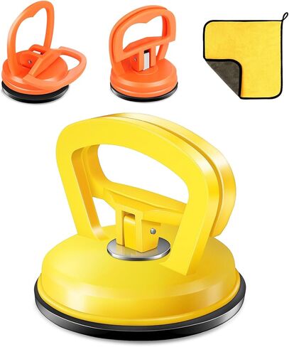 Car Dent Puller, Dent Remover Tool Kit, Dent Removal Kit with Suction Cup and Handle Lifter for Auto Body Small Dent Repair, Glass Mover, Screen, Object Moving (Yellow+Orange) in Saudi Arabia