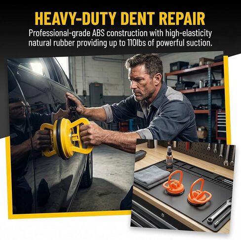 Car Dent Puller, Dent Remover Tool Kit, Dent Removal Kit with Suction Cup and Handle Lifter for Auto Body Small Dent Repair, Glass Mover, Screen, Object Moving (Yellow+Orange) in Saudi Arabia