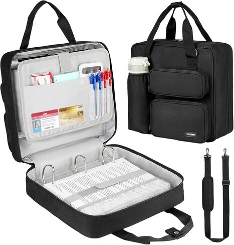 Zipper Binder 3 Ring, 700 Sheets Capacity, Binder 3 Inch with Shoulder Strap Fits 13 Inch Laptop for School and Office,Black in Saudi Arabia