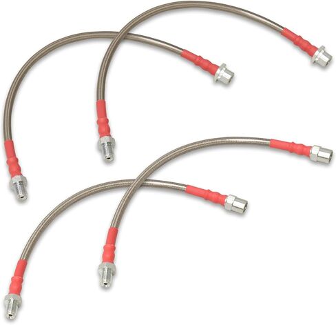 AJP Distributors Silver Stainless Steel Braided Oil Brake Lines Hoses Cables Kit 4PCS Front & Rear Set Compatible/Replacement For E38 7 Series 740i 740iL 750iL Euro 1995 1996 1997 1998 1999 2000 2001 in Kuwait