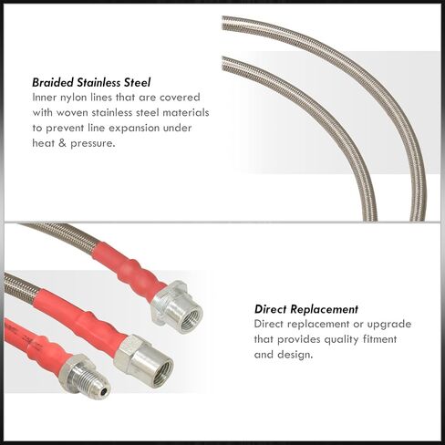 AJP Distributors Silver Stainless Steel Braided Oil Brake Lines Hoses Cables Kit 4PCS Front & Rear Set Compatible/Replacement For E38 7 Series 740i 740iL 750iL Euro 1995 1996 1997 1998 1999 2000 2001 in Kuwait