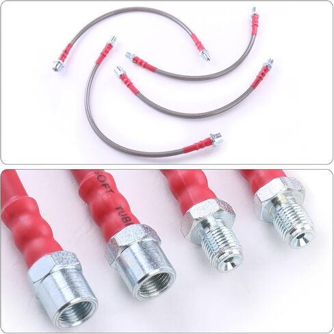 AJP Distributors Silver Stainless Steel Braided Oil Brake Lines Hoses Cables Kit 4PCS Front & Rear Set Compatible/Replacement For E38 7 Series 740i 740iL 750iL Euro 1995 1996 1997 1998 1999 2000 2001 in Kuwait