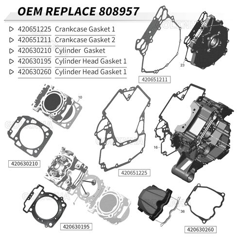 808957 مجموعة استبدال حشية المحرك الكاملة لقائد Can-Am UTV ATV 1000 800R 1000R Defender HD10 HD8 Outlander 1000 MAX 800R Maverick Trail 800 1000، حشية محرك كاملة لـ CanAm in Kuwait