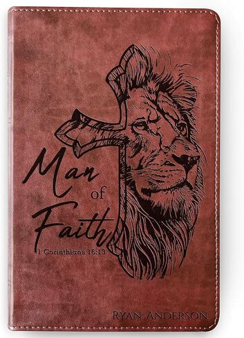 Personalized Bible for Men, ESV Large Print Thinline Bible, Custom Engraved Name, Man of Faith Design, Baptism Gift, Christian Gift for him in Saudi Arabia