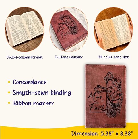 Personalized Bible for Men, ESV Large Print Thinline Bible, Custom Engraved Name, Man of Faith Design, Baptism Gift, Christian Gift for him in Saudi Arabia