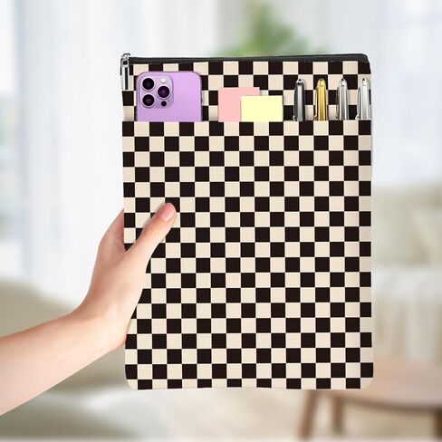Wave Blue Plaid Book Lovers Gifts, Book Sleeve Vintage Checkered Waterproof Books Covers for Paperbacks with Front Pocket Bookish Accessories Gifts for Women Friend Sister Anniversary Friendship in Kuwait