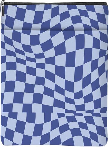 Wave Blue Plaid Book Lovers Gifts, Book Sleeve Vintage Checkered Waterproof Books Covers for Paperbacks with Front Pocket Bookish Accessories Gifts for Women Friend Sister Anniversary Friendship in Kuwait