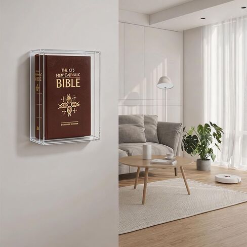 Acrylic Bible Display Case Wall Mount, Clear Acrylic Display Case for Bible, Vertical & Horizontal Book Protector Case for Collectors to Display and Storage Bibles, DVDs, 10.2 x 7 x 2.4 Inch in Saudi Arabia