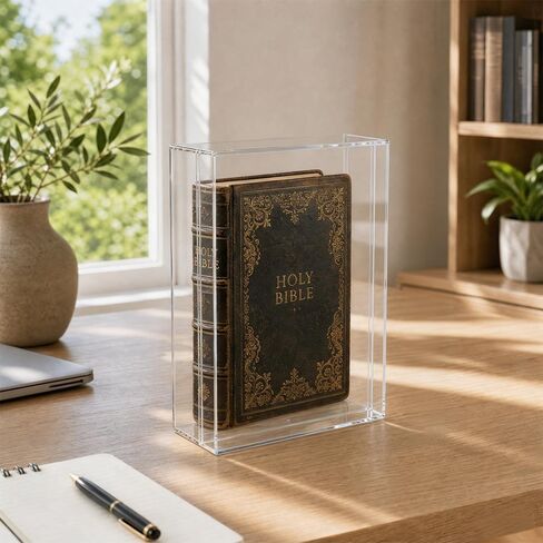 Acrylic Bible Display Case Wall Mount, Clear Acrylic Display Case for Bible, Vertical & Horizontal Book Protector Case for Collectors to Display and Storage Bibles, DVDs, 10.2 x 7 x 2.4 Inch in Saudi Arabia
