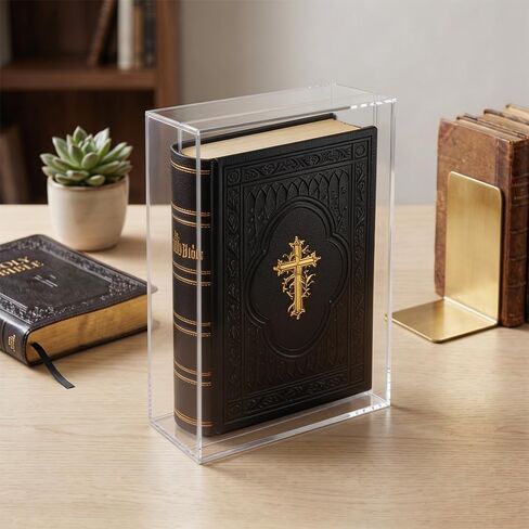 Acrylic Bible Display Case Wall Mount, Clear Acrylic Display Case for Bible, Vertical & Horizontal Book Protector Case for Collectors to Display and Storage Bibles, DVDs, 10.2 x 7 x 2.4 Inch in Saudi Arabia