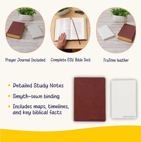 Personalized ESV Bible & Prayer Journal Set, Men's Study Bible, Custom Engraved with Name, Christian Gift, Baptism Gift for Men in Saudi Arabia