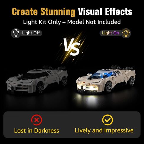 BrickSoul Light Up Kit Compatible with Lego Bugatti Centodieci Hyper Sports Car 77240 Building Set | Upgrade Design Lighting Accessories | Cable-Hiding Tech for Display (77240 Set NOT Included) in Saudi Arabia