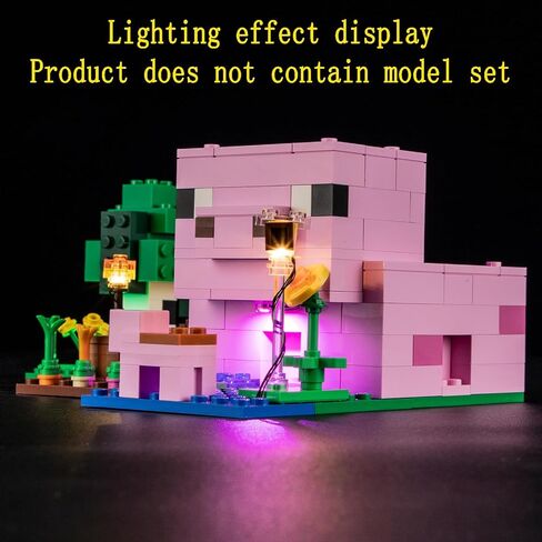 مجموعة إضاءة LED من GEAMENT متوافقة مع نموذج مكعبات بناء منزل الخنزير الصغير من Lego Minecraft - مجموعة الإضاءة لعام 21268 (مجموعة النماذج غير متضمنة) in Kuwait