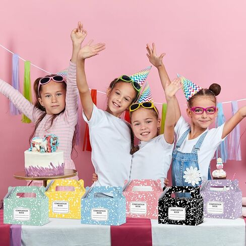Yiaoyinnz 12Pcs Back to School Gift Boxes Composition Notebook Treat Boxes Bulk Pastel Paper Goodie Bags End of Year Treat Box with Handles Graduation for Back to School Party Decor Supplies in Kuwait