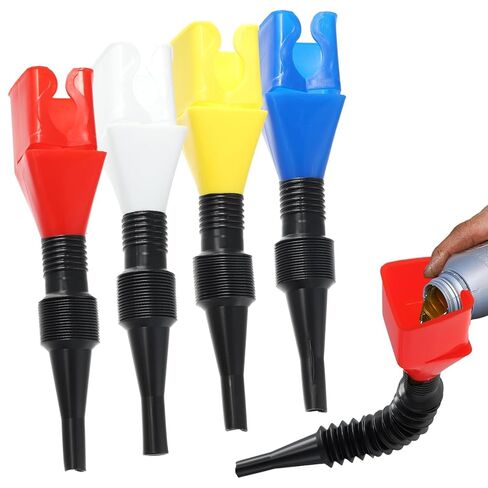 Retractable Fuel Funnel 4PCS, Durable & Foldable Design, Use for Discharging Gasoline, Diesel or Other Liquids from Trucks and Car Motorcycle，Oil Change Accessories. in Saudi Arabia