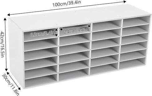 Literature Organizer, 24 Slots Countertop Mail Sorter Organizer PVC Student Mailbox Paper Bill Holder File Letter Sorter Shelf Compartment Shelf Holder for Office Home Classroom (4x6 White) in Saudi Arabia