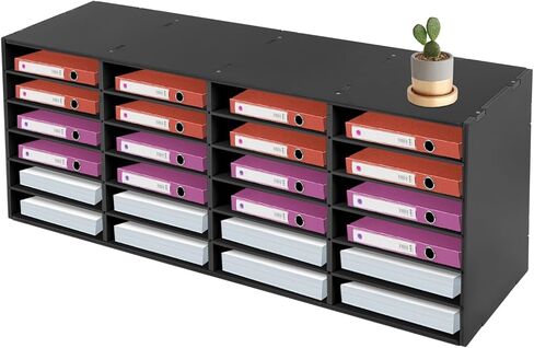 Literature Organizer, 24 Slots Countertop Mail Sorter Organizer PVC Student Mailbox Paper Bill Holder File Letter Sorter Shelf Compartment Shelf Holder for Office Home Classroom (4x6 White) in Saudi Arabia