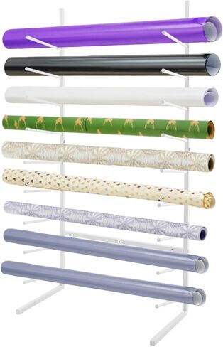 Wall Mount Blueprint Storage Rack - 9-Tier Metal Blueprint Holder for Vinyl Rolls, Engineering Drawings, and Art Prints - Max 15lb/Arm - Ideal for Home or Office Organization (White) in Saudi Arabia