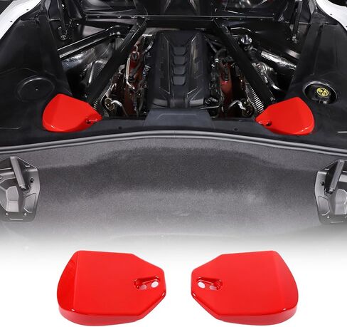 Daeiclru Rear Strut Tower Covers Compatible with Chevrolet Corvette C8 2020-2023, ABS Shock Absorbing Tower Cover, Engine Bay Shock Protection Panel Cover Trim (Red) in Kuwait