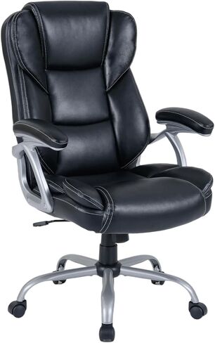 Giantex Executive Office Chair, Leather Ergonomic Computer Desk Chair w/Rocking Function, Padded Seat & Arms, Height Adjustable Gaming Chairs, High Back Rolling Swivel Chair for Home Office (Espresso) in Kuwait