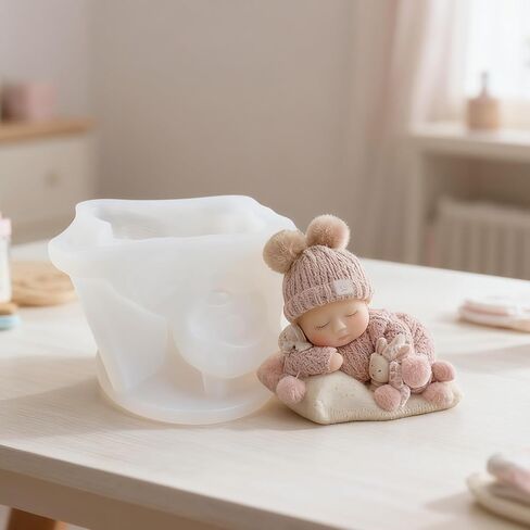 Sleeping Baby Candle Mold, Baby Shower Chocolate Silicone Molds for Candle Making, Epoxy Resin Casting Molds for Handmade DIY Soap & Party Cake Candy Home Desk Decor Craft Supplies in Saudi Arabia