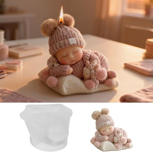 Sleeping Baby Candle Mold, Baby Shower Chocolate Silicone Molds for Candle Making, Epoxy Resin Casting Molds for Handmade DIY Soap & Party Cake Candy Home Desk Decor Craft Supplies in Saudi Arabia