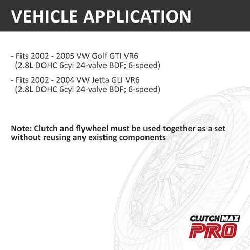 ClutchMaxPRO Performance Stage 3 Clutch Kit with Flywheel with Slave Cylinder Compatible with 2002-2005 VW Golf GTI VR6 2002-2004 Jetta GLI VR6 2.8L 24-valve BDF 6-speed (CP02217HDCWSFW-ST3) in Kuwait