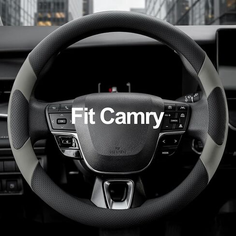 غطاء عجلة قيادة السيارة من West Llama مخصص لسيارة Toyota Camry 2006-2026، جلد من الألياف الدقيقة، مضاد للانزلاق، 14.5-15 بوصة، أسود + رمادي in Kuwait