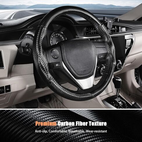 غطاء عجلة قيادة مخصص من Aimato لسيارة Toyota Corolla 2014-2019 / RAV4 2013-2018، رفيع ومضاد للانزلاق ومقاوم للخدش، ملحق حصري للسيارة Toyota، أسود مطفي in Kuwait
