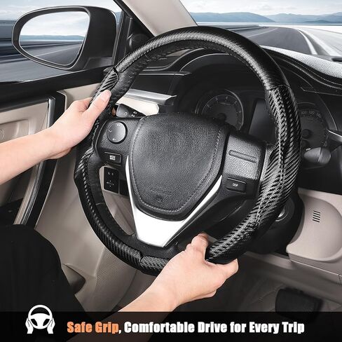 غطاء عجلة قيادة مخصص من Aimato لسيارة Toyota Corolla 2014-2019 / RAV4 2013-2018، رفيع ومضاد للانزلاق ومقاوم للخدش، ملحق حصري للسيارة Toyota، أسود مطفي in Kuwait