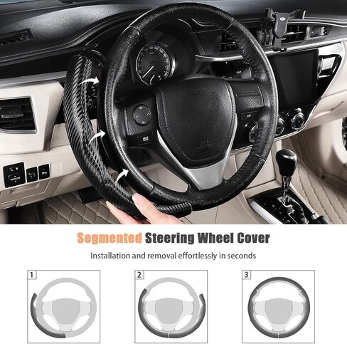 غطاء عجلة قيادة مخصص من Aimato لسيارة Toyota Corolla 2014-2019 / RAV4 2013-2018، رفيع ومضاد للانزلاق ومقاوم للخدش، ملحق حصري للسيارة Toyota، أسود مطفي in Kuwait