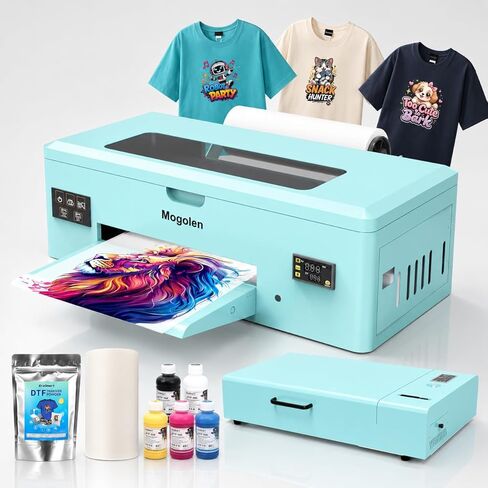 A3 R1390 DTF Printer Bundle with Roll Feeder, White Ink Circulation System & Auto Cleaning, Multi-Material Compatible, Ideal for Custom Garment & DIY T-Shirt Printing, Bright Colors in Kuwait