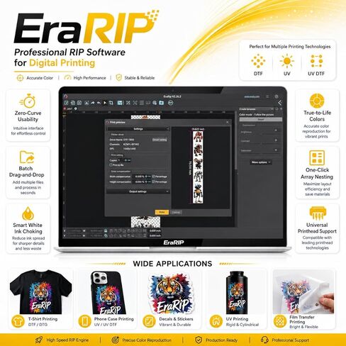 A3 R1390 DTF Printer Bundle with Roll Feeder, White Ink Circulation System & Auto Cleaning, Multi-Material Compatible, Ideal for Custom Garment & DIY T-Shirt Printing, Bright Colors in Kuwait