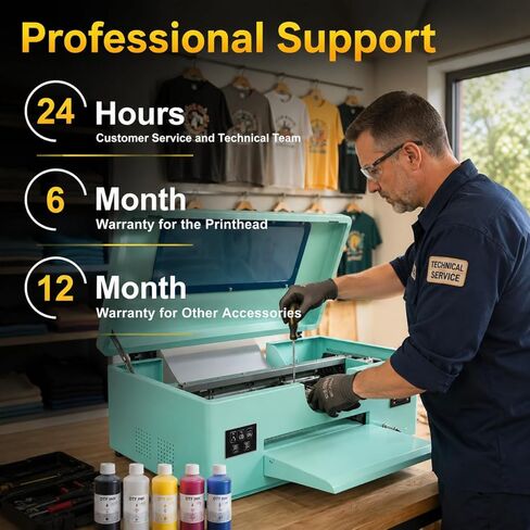 A3 R1390 DTF Printer Bundle with Roll Feeder, White Ink Circulation System & Auto Cleaning, Multi-Material Compatible, Ideal for Custom Garment & DIY T-Shirt Printing, Bright Colors in Kuwait